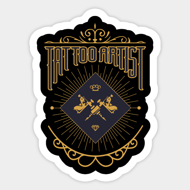 Tattoo Artist Golden Shield Sticker by Inkarnated Sins Apparel